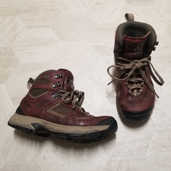 Vasque Breeze III Mid GTX Red Mahogany/Brown Olive Leather Hiking Boots 8 - Picture 2 of 12